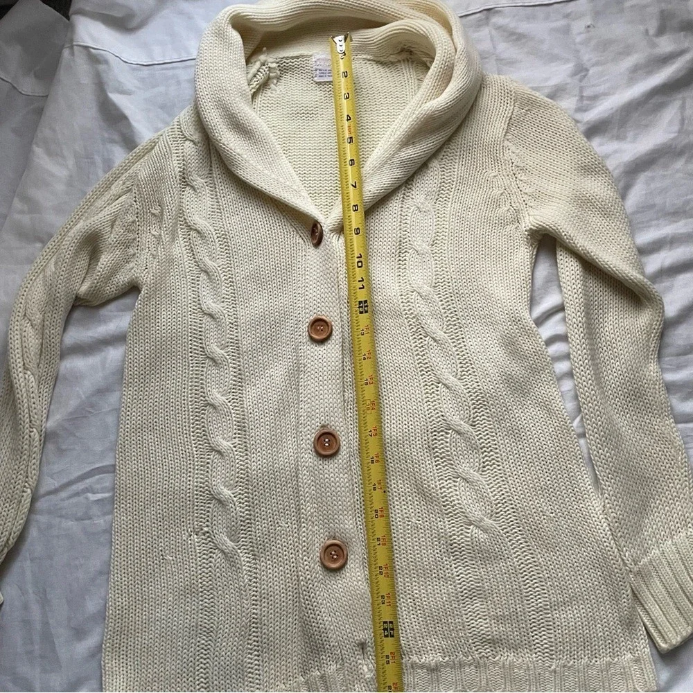 Vintage Cream Cable Knit Women Sweater,‎ M